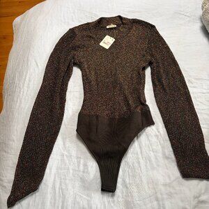 NWT Free People Rainbow Lurex Long Sleeve Bodysuit M
